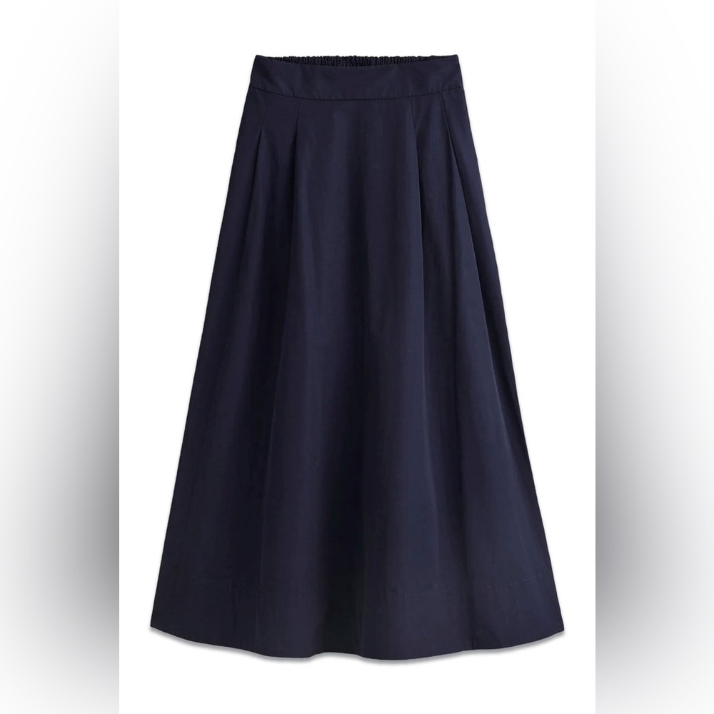 NWT Boden Taffeta Pull On Midi Skirt In Navy Sz 6R - Picture 2 of 9